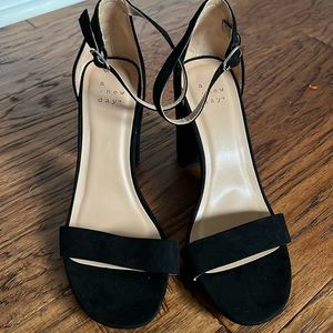 A New Day: black suede heels